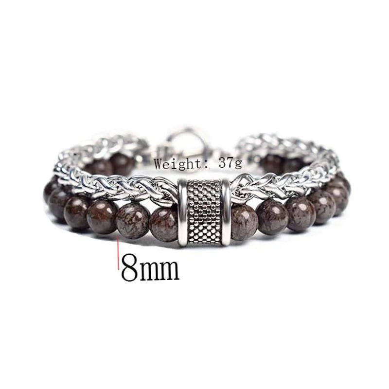 European And American Stainless Steel Tiger's Eye Men's Bracelet