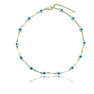 Evil Eyes On Gold Bars Necklace