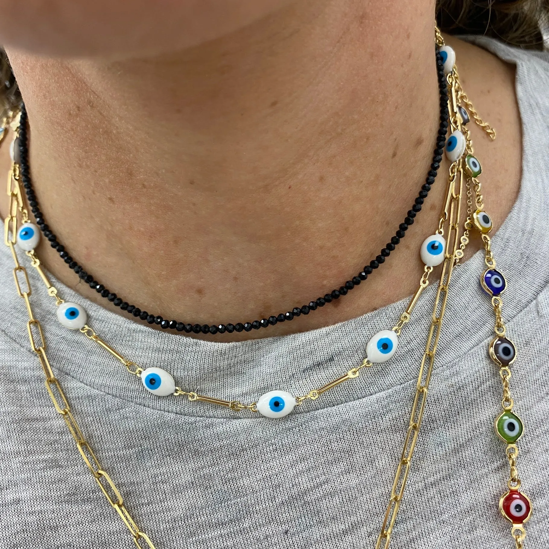 Evil Eyes On Gold Bars Necklace