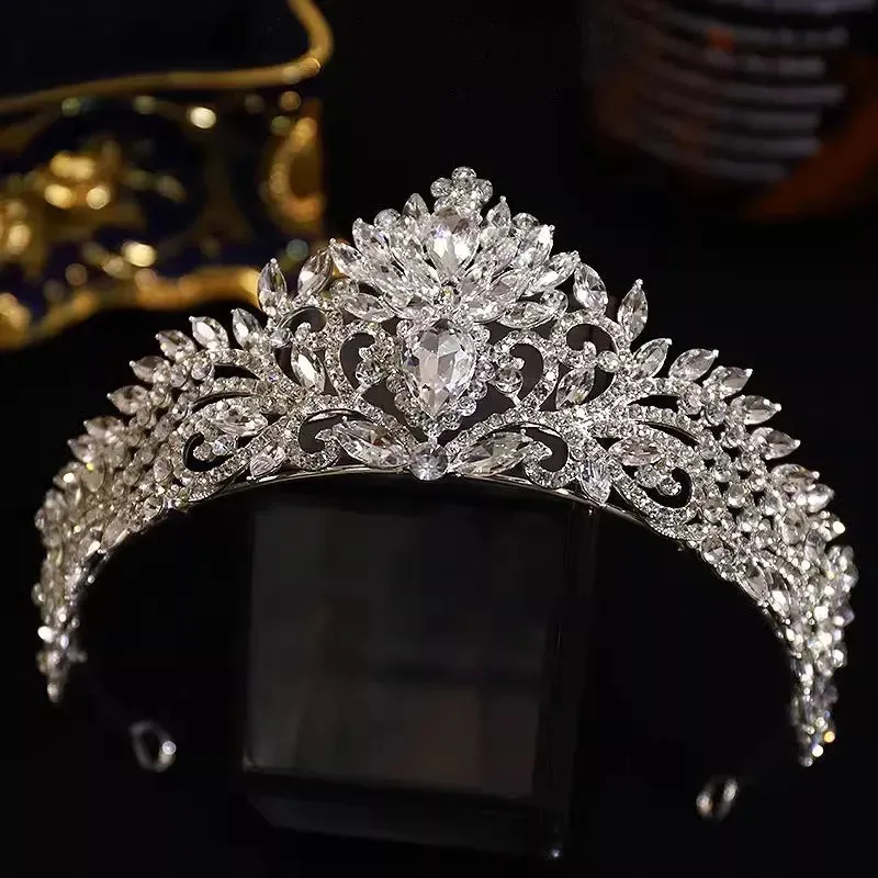 Exquisite Luxury Silver Tone Crystal Tiara-Bridal-Wedding Hair Accessory-Quinceanera-Crown