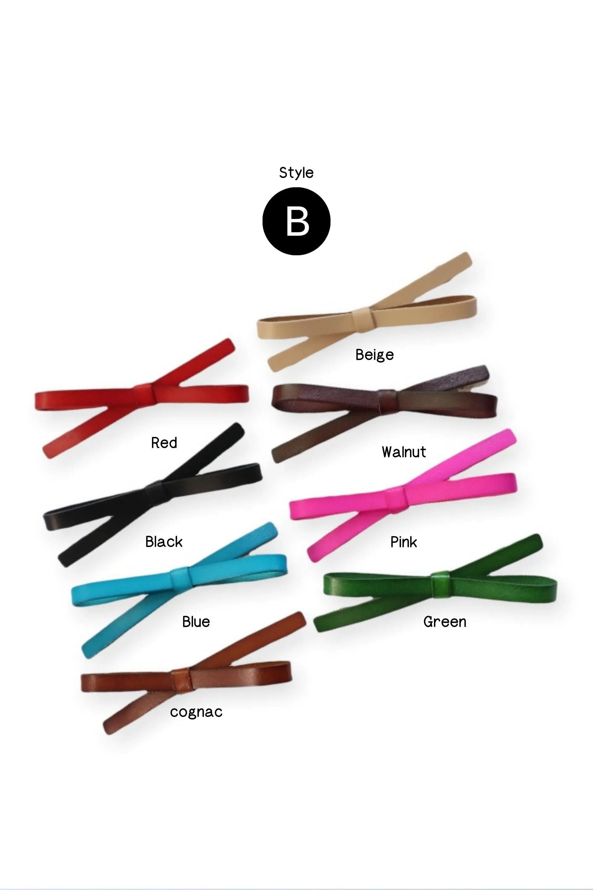 Finest Genuine Leather Handmade Bow Automatic Clasp Hair Clip, Long Barrette Ponytail Holder, Gift for Girls Women
