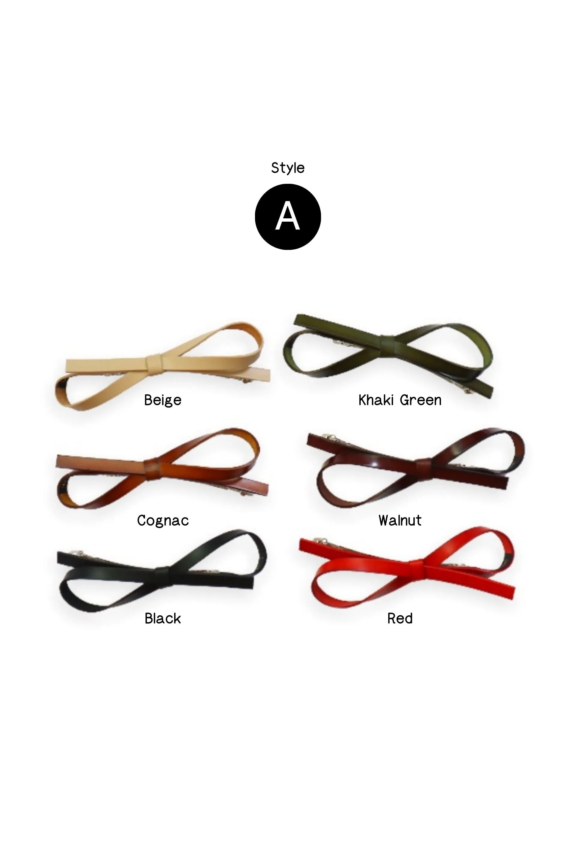Finest Genuine Leather Handmade Bow Automatic Clasp Hair Clip, Long Barrette Ponytail Holder, Gift for Girls Women