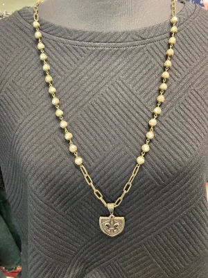 Fleur De Lis Shield Necklace