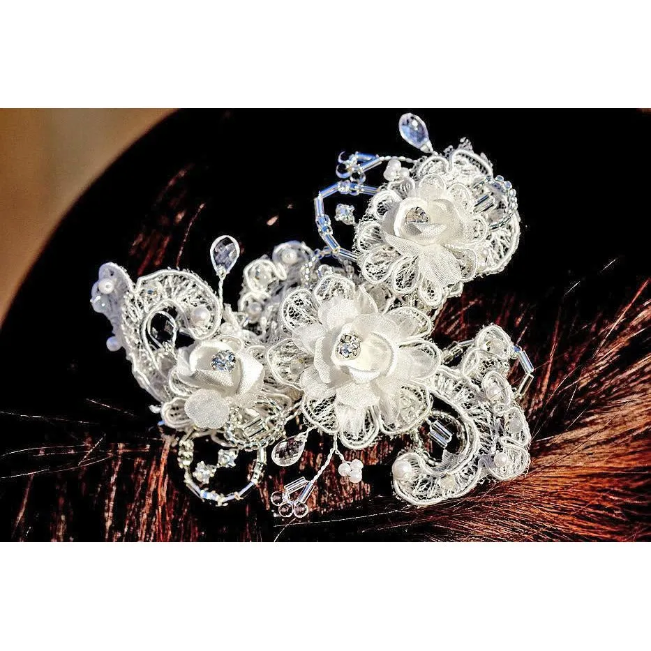 French Applique and Crystals Comb