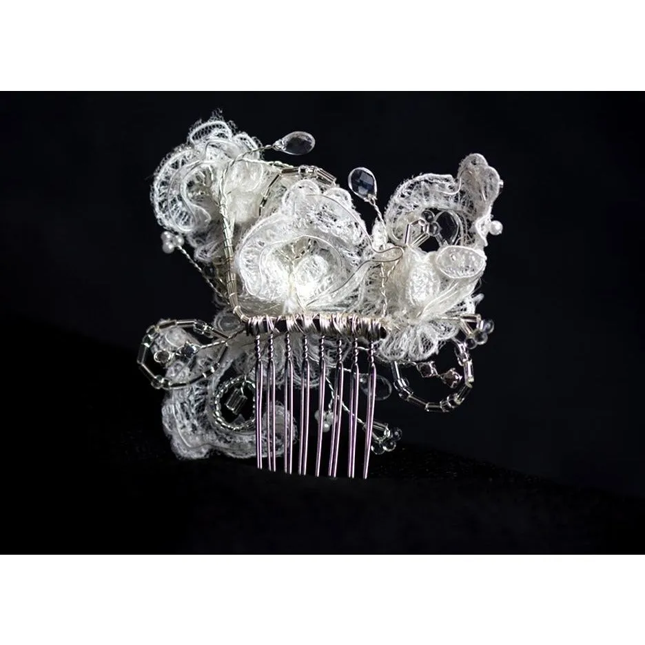French Applique and Crystals Comb
