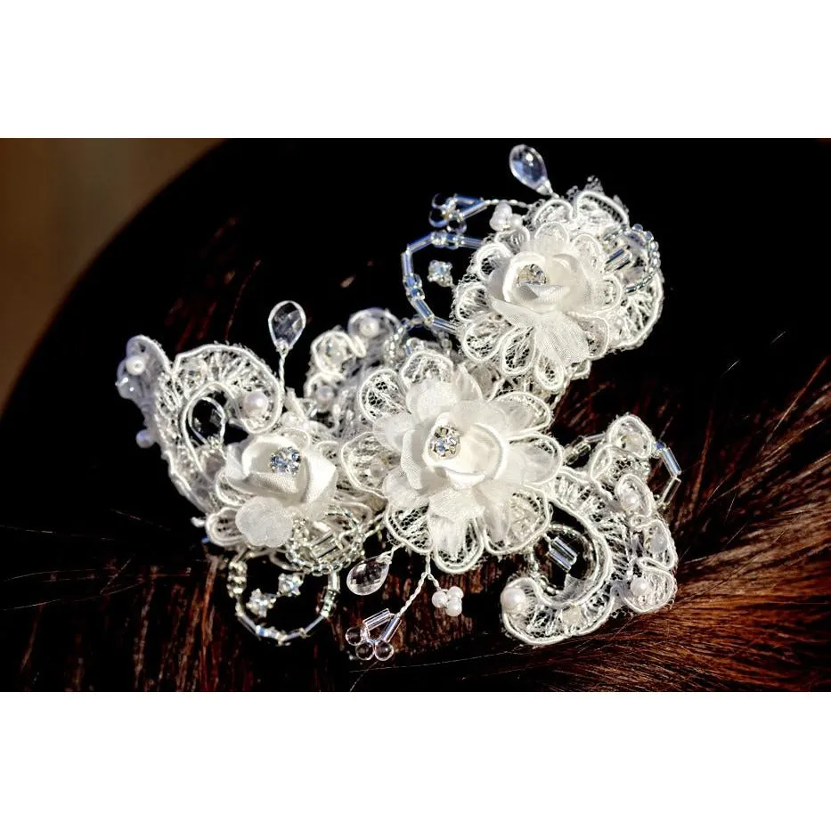 French Applique and Crystals Comb