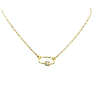 Gold Filled Linked Chain Necklace with CZ Station