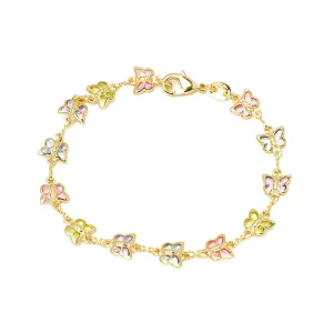 Gold Filled Multi Color CZ Butterfly Bracelet