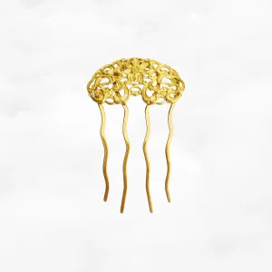 Gold Peony Hair Comb