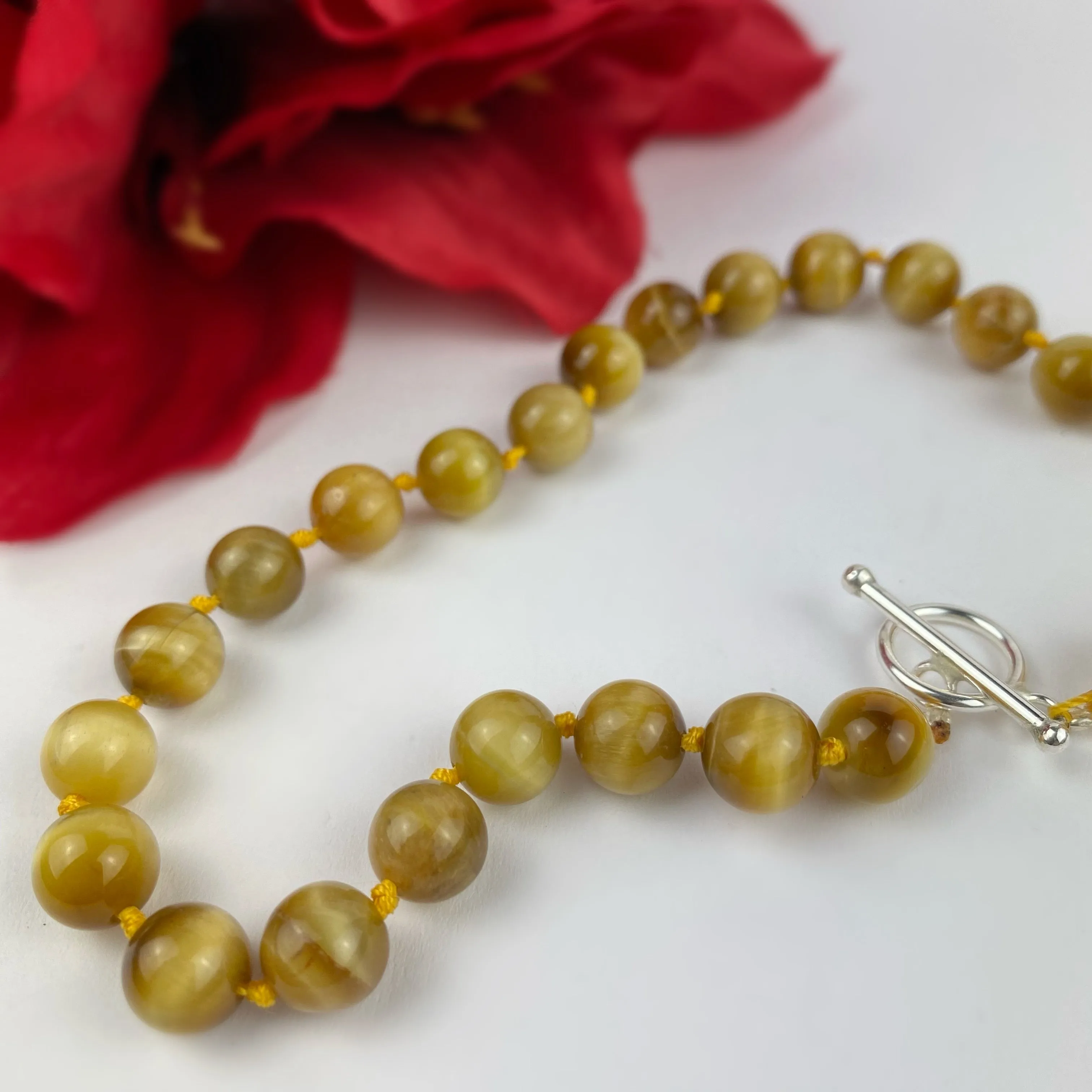 Golden Tigers Eye Bead Necklace - VNKL307