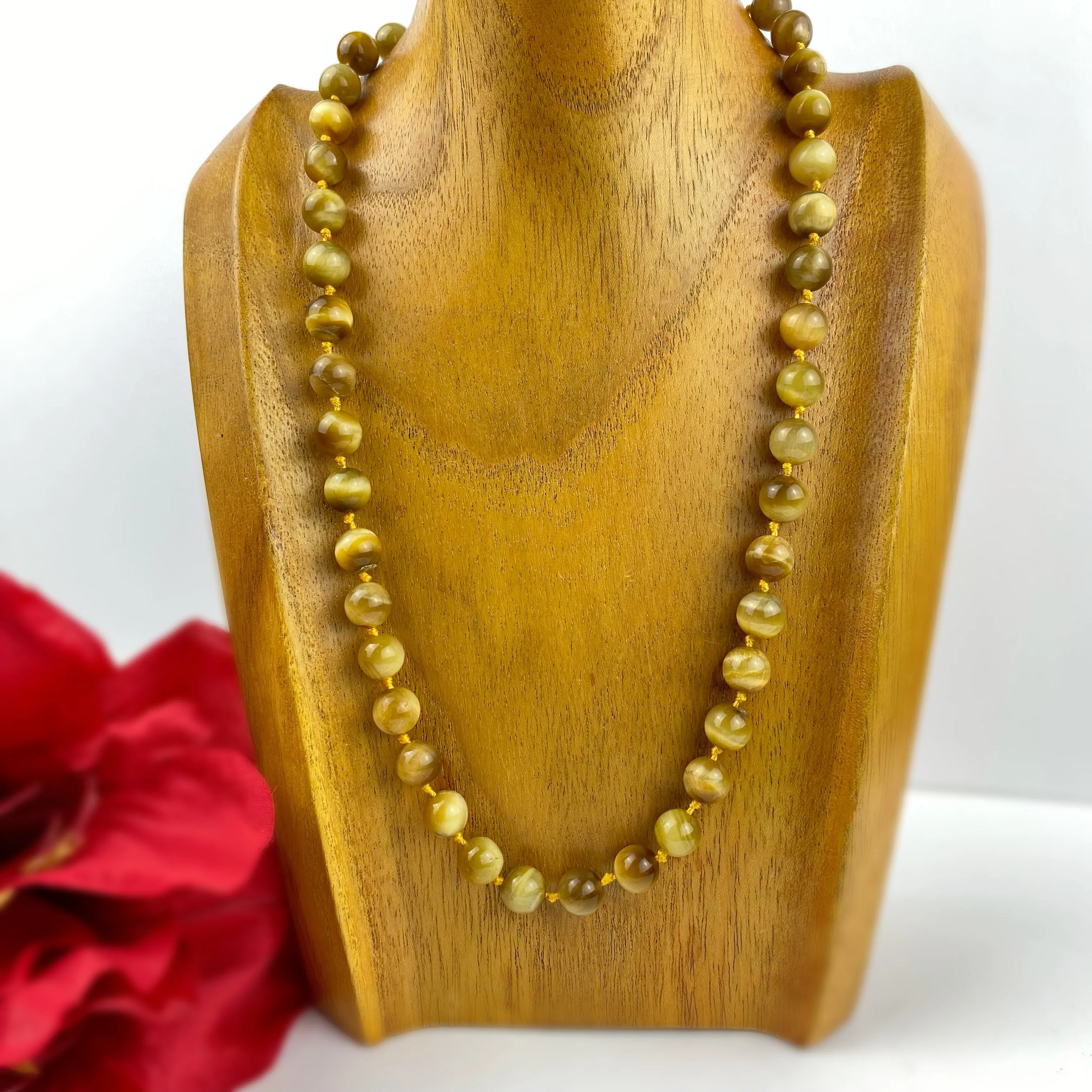 Golden Tigers Eye Bead Necklace - VNKL307