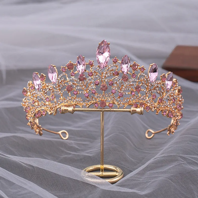 Gorgeous Pink - Lavender Purple or Crystal Tone Princess Rhinestone Tiara