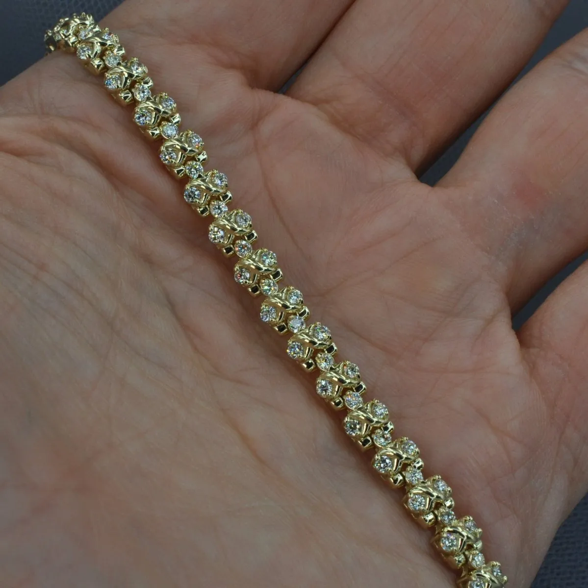 Guaranteed 3.00 CT Round Cut Diamond Bracelet in 18KT Yellow Gold