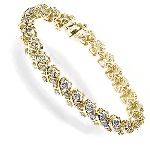 Guaranteed 3.00 CT Round Cut Diamond Bracelet in 18KT Yellow Gold