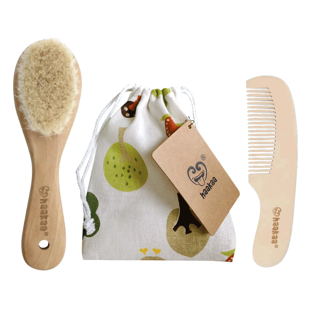 Haakaa Goat Wool Baby Brush & Comb Set