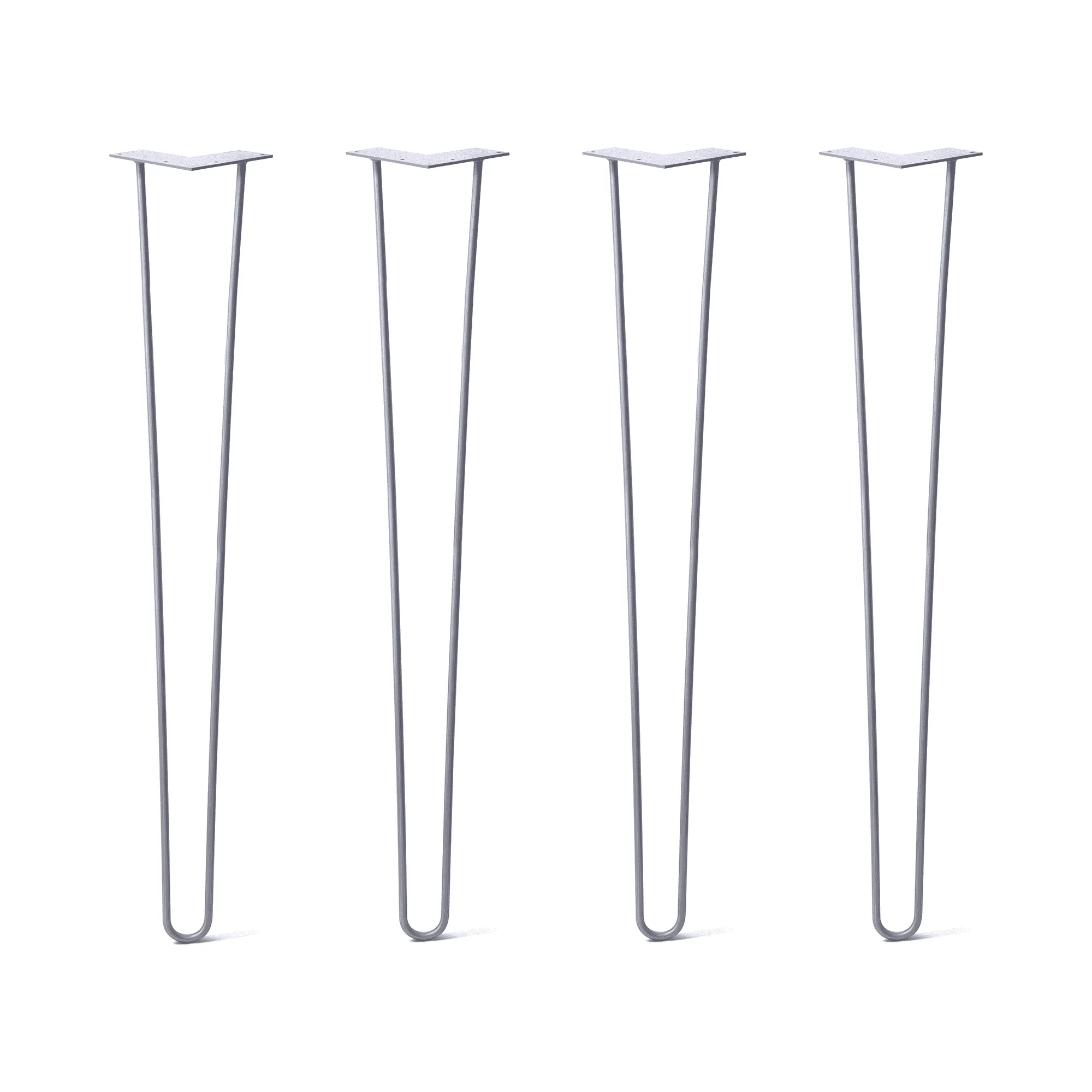 Hairpin Legs Set of 4, 2-Rod Design - Grey Powder Coated Finish