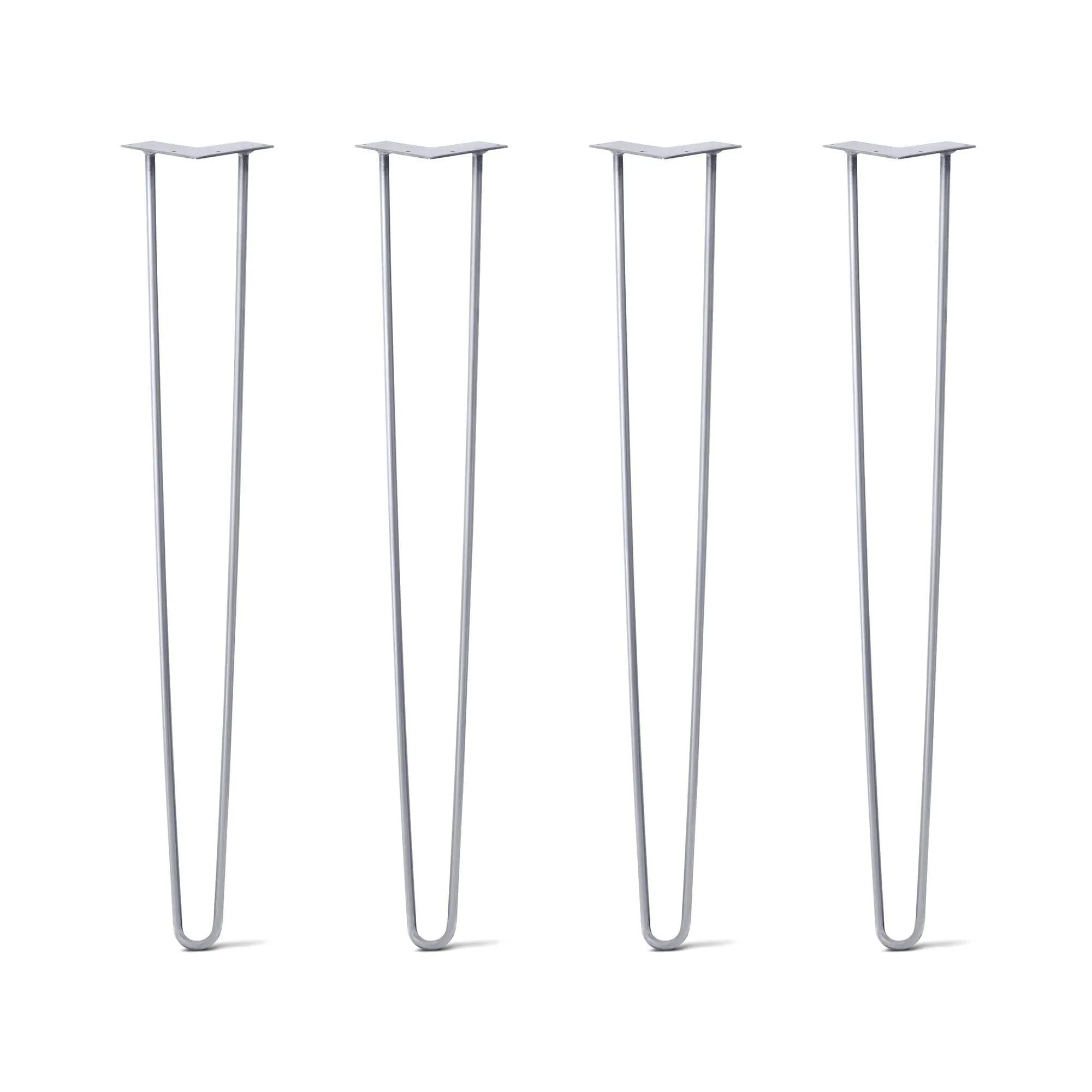 Hairpin Legs Set of 4, 2-Rod Design - Grey Powder Coated Finish