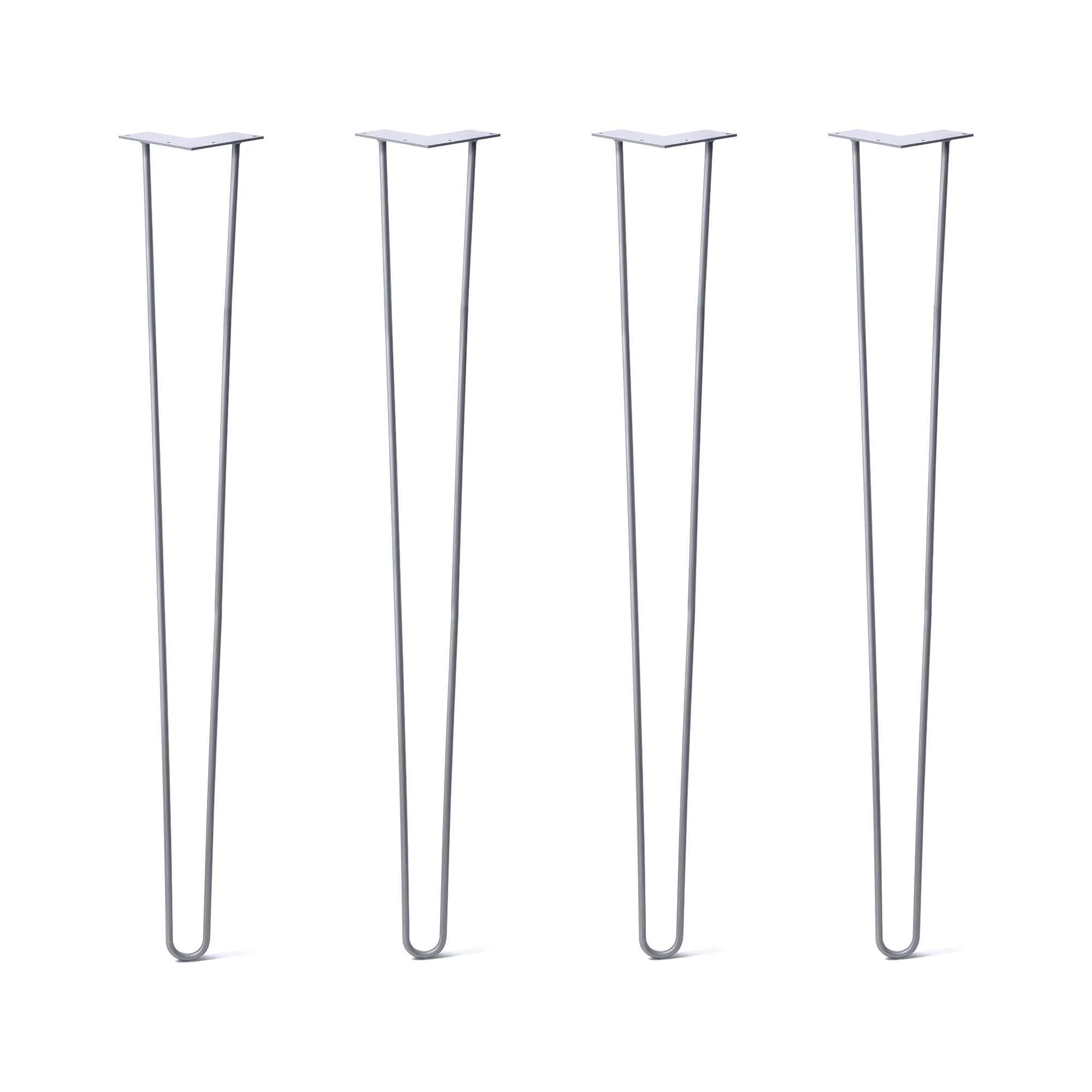 Hairpin Legs Set of 4, 2-Rod Design - Grey Powder Coated Finish