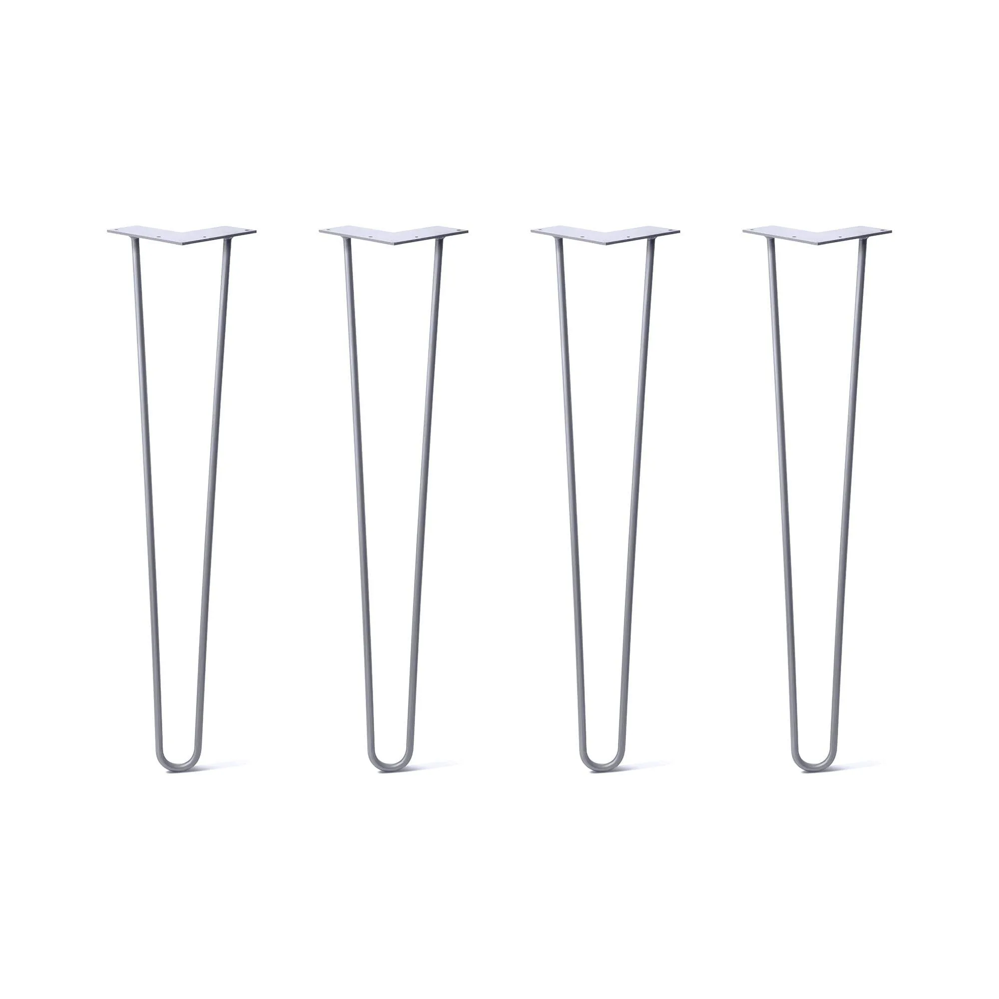 Hairpin Legs Set of 4, 2-Rod Design - Grey Powder Coated Finish