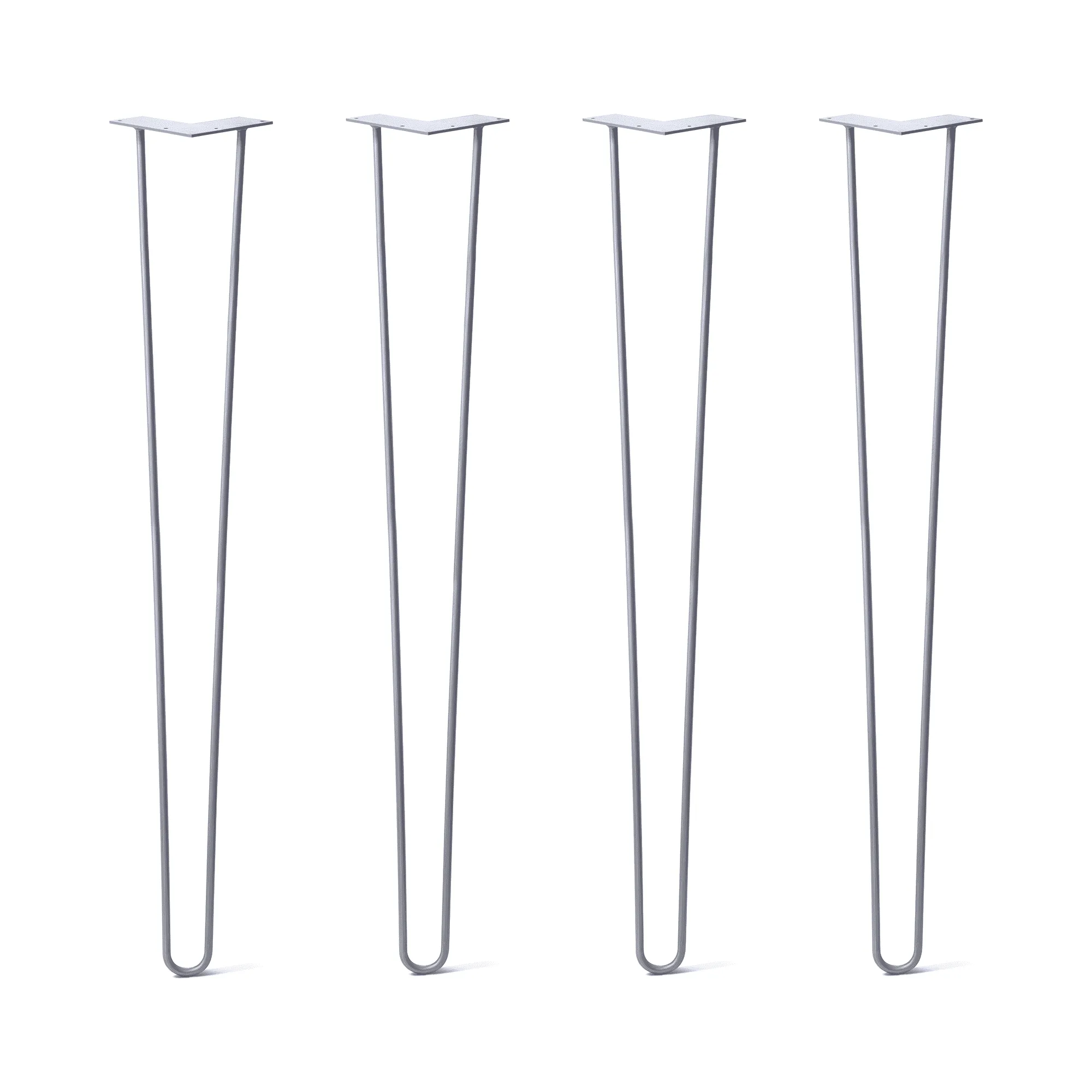 Hairpin Legs Set of 4, 2-Rod Design - Grey Powder Coated Finish
