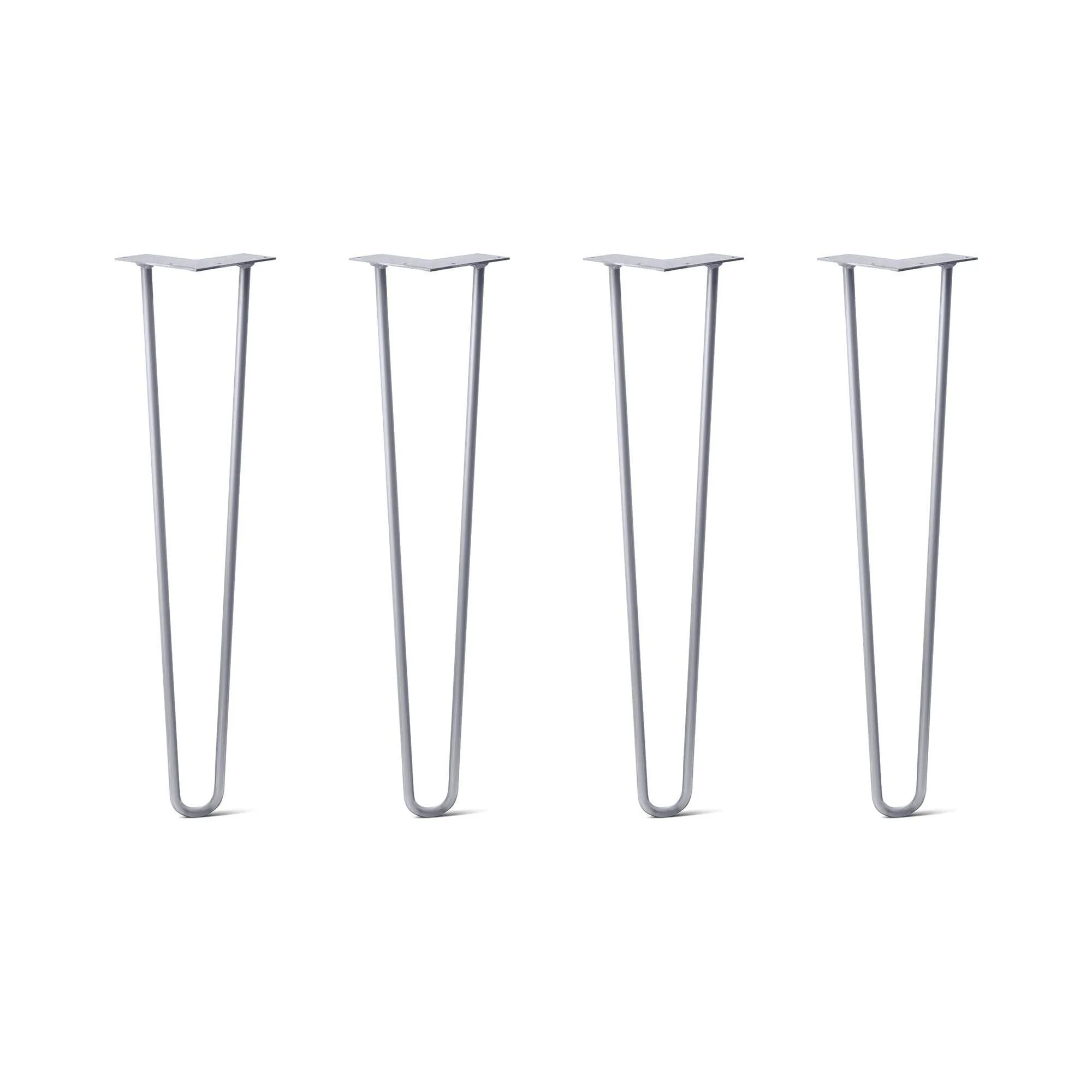 Hairpin Legs Set of 4, 2-Rod Design - Grey Powder Coated Finish