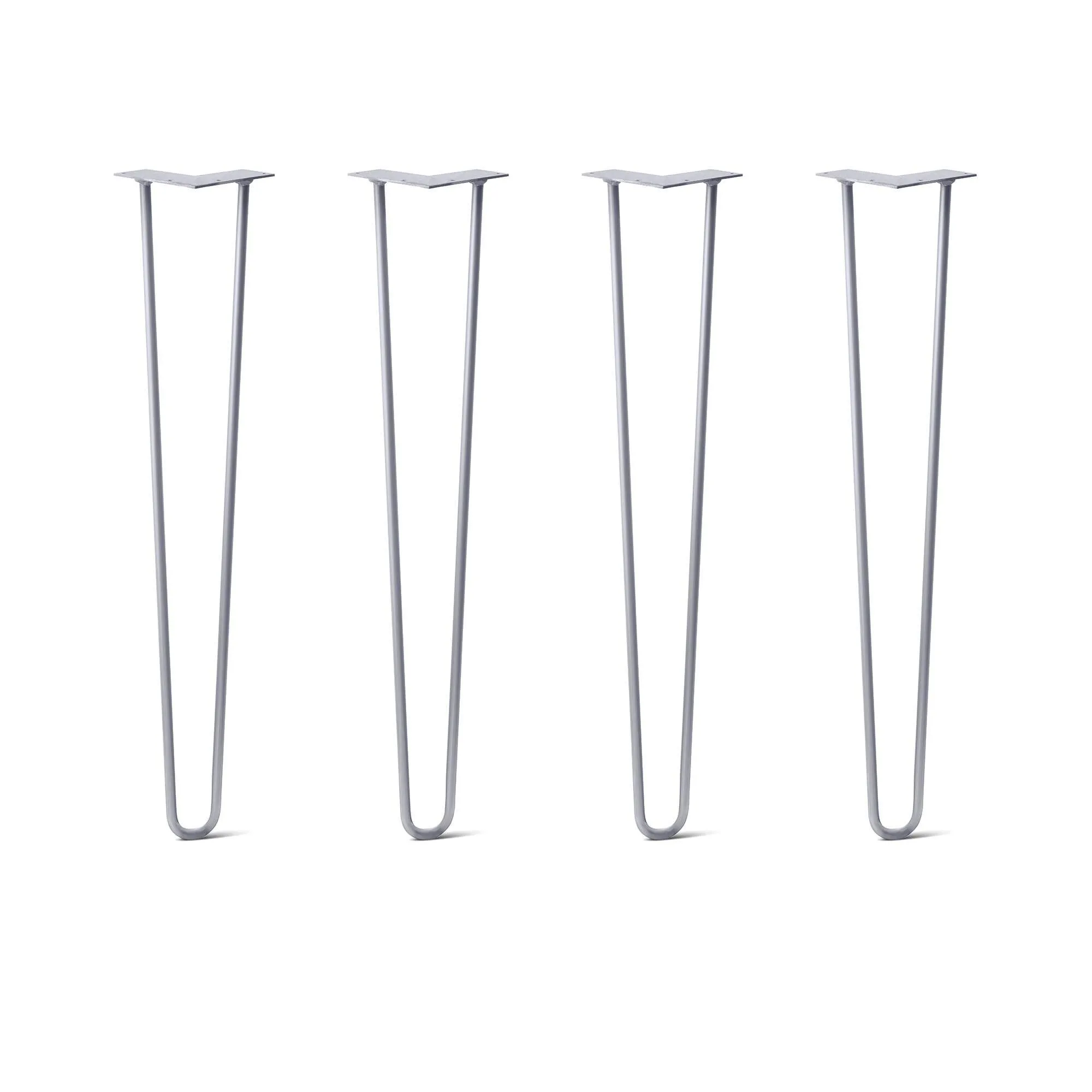 Hairpin Legs Set of 4, 2-Rod Design - Grey Powder Coated Finish