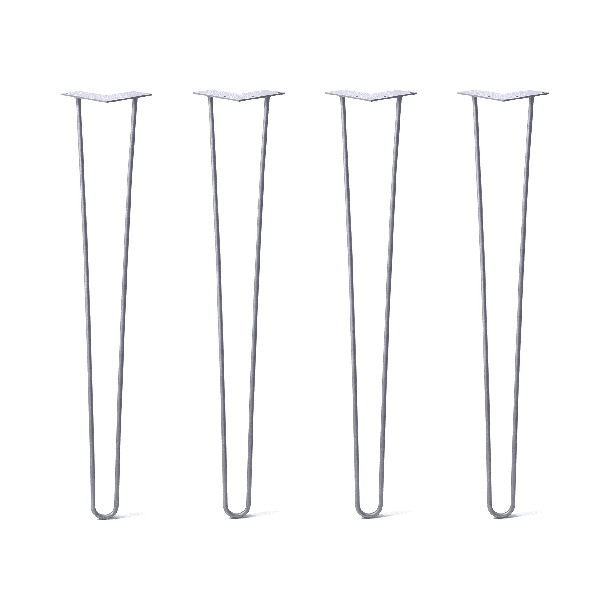 Hairpin Legs Set of 4, 2-Rod Design - Grey Powder Coated Finish