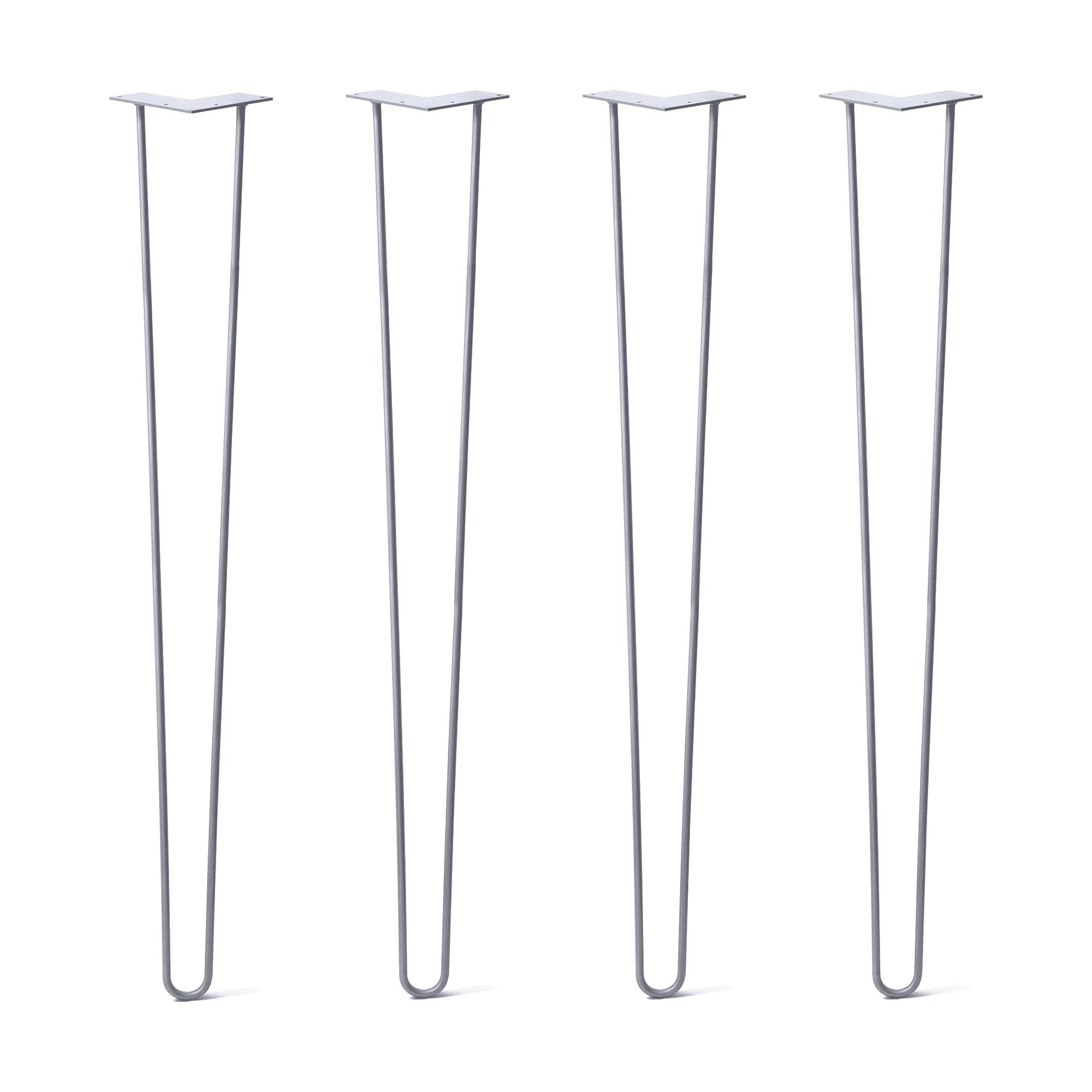 Hairpin Legs Set of 4, 2-Rod Design - Grey Powder Coated Finish