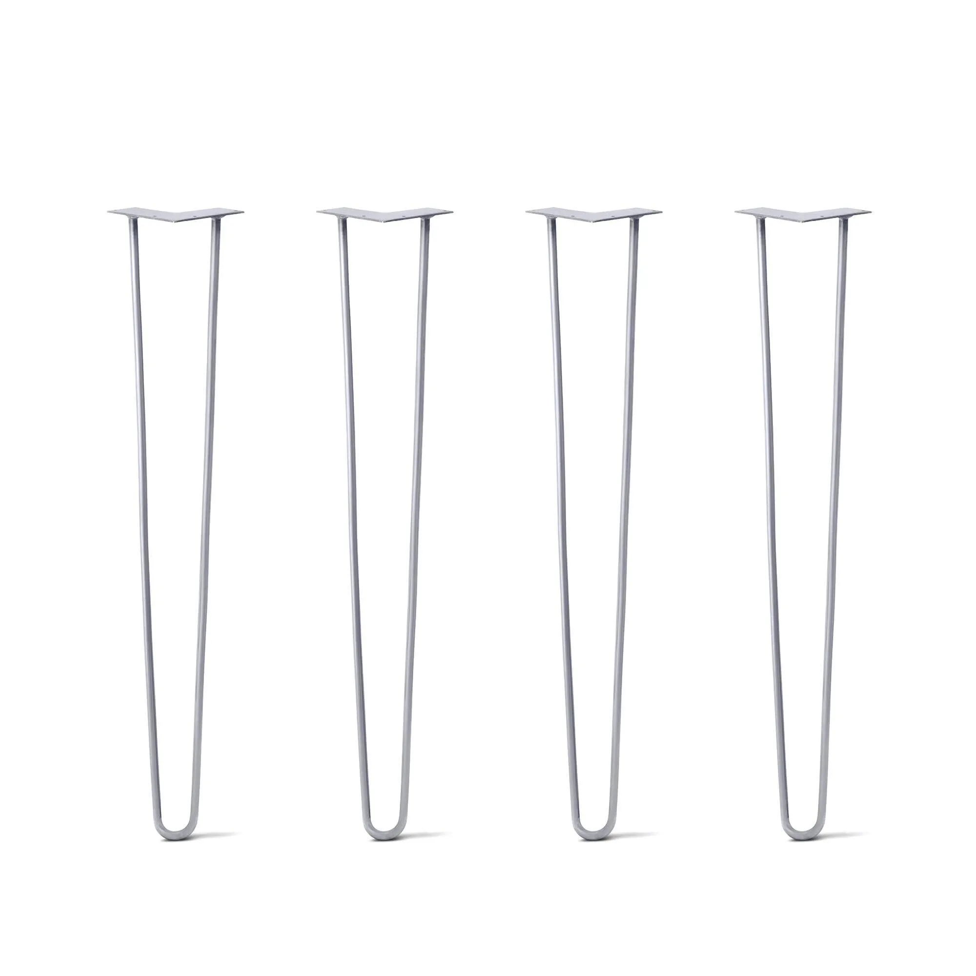 Hairpin Legs Set of 4, 2-Rod Design - Grey Powder Coated Finish