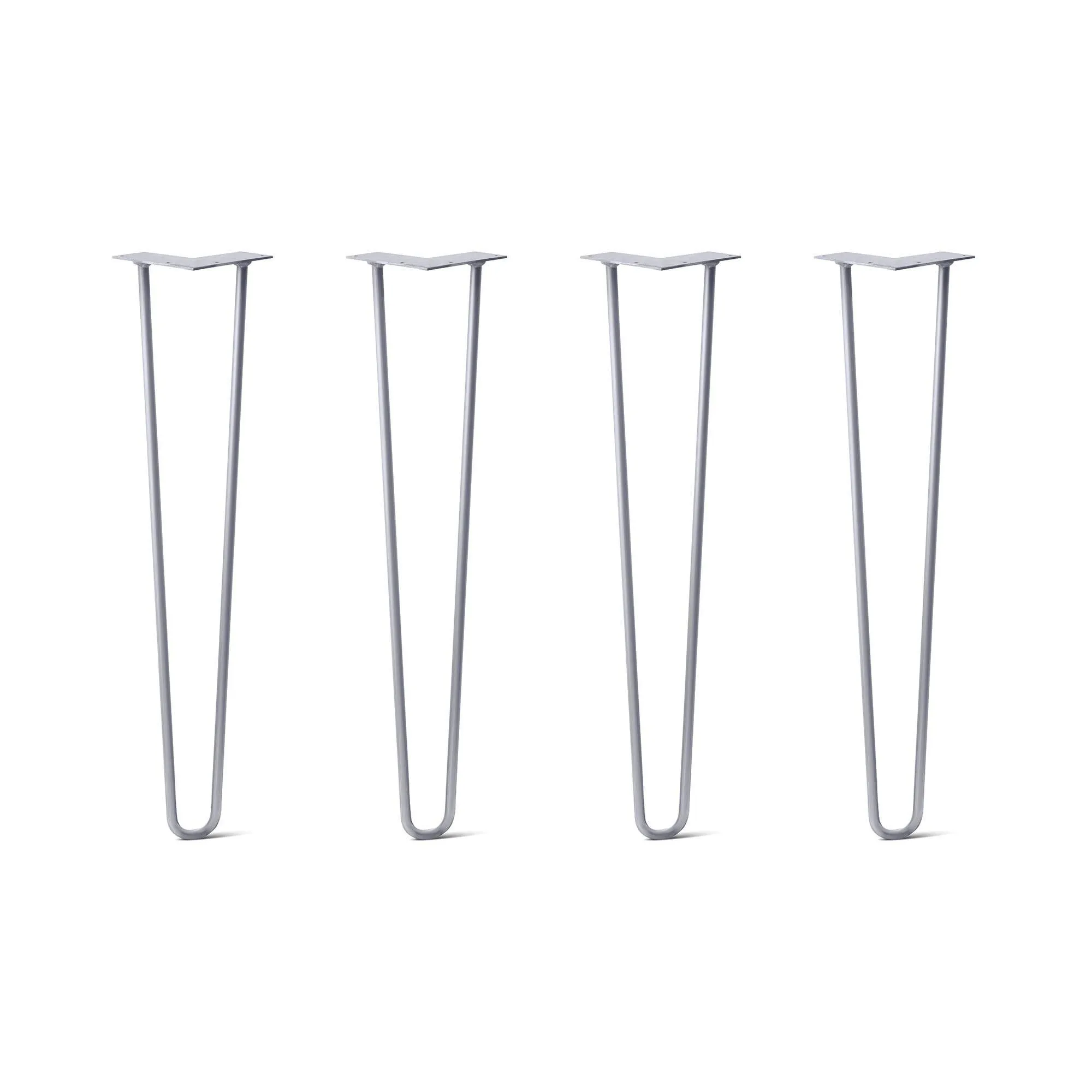 Hairpin Legs Set of 4, 2-Rod Design - Grey Powder Coated Finish