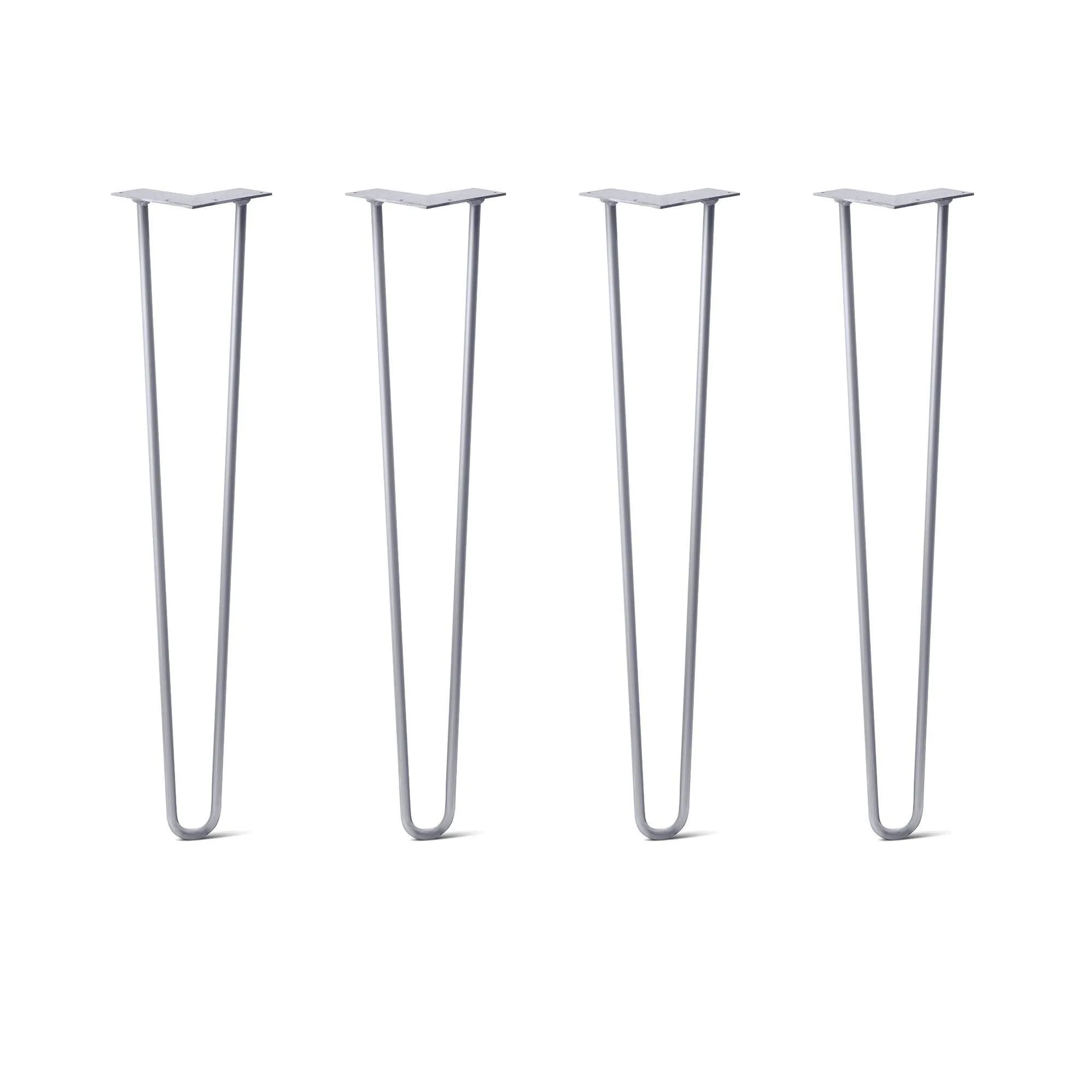 Hairpin Legs Set of 4, 2-Rod Design - Grey Powder Coated Finish