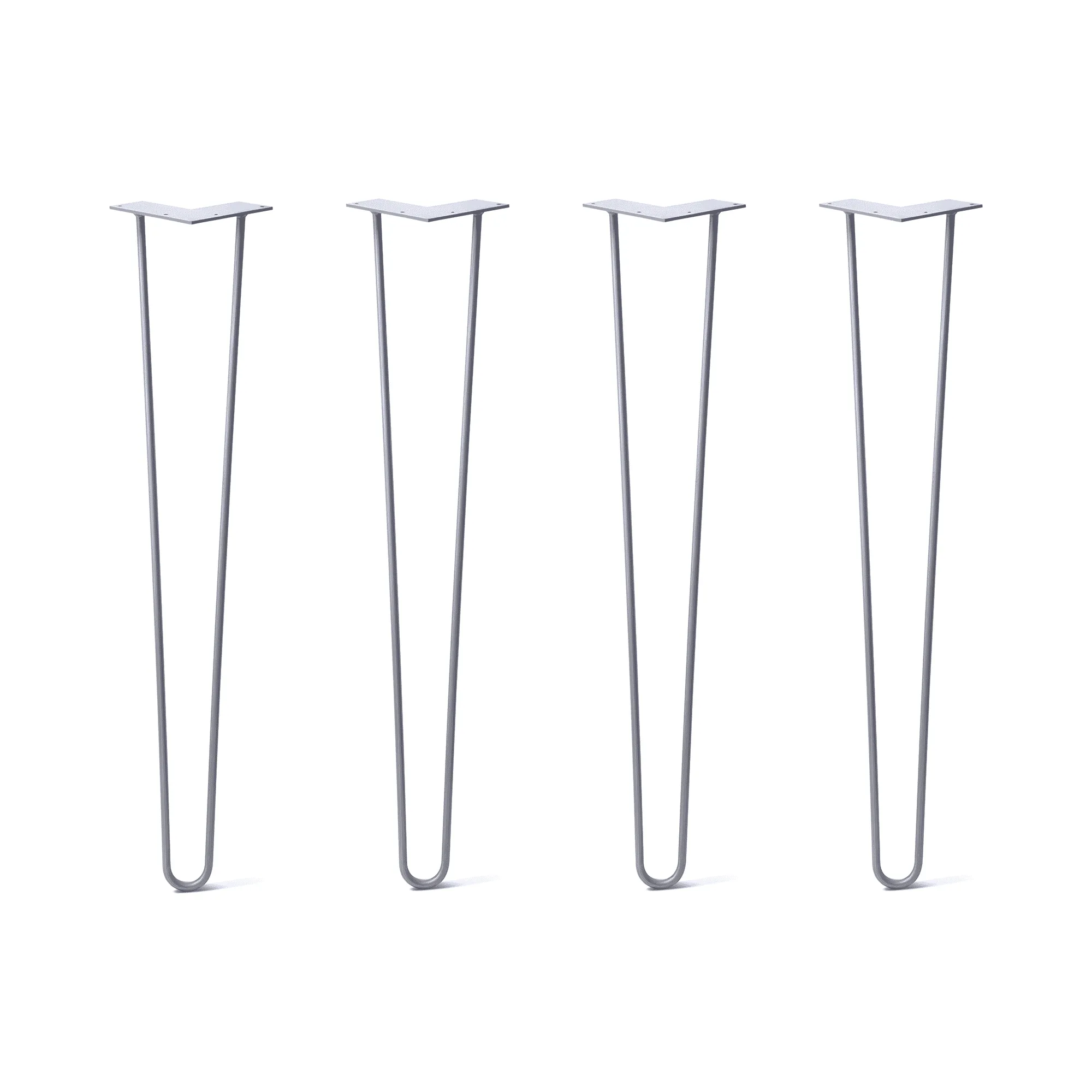 Hairpin Legs Set of 4, 2-Rod Design - Grey Powder Coated Finish