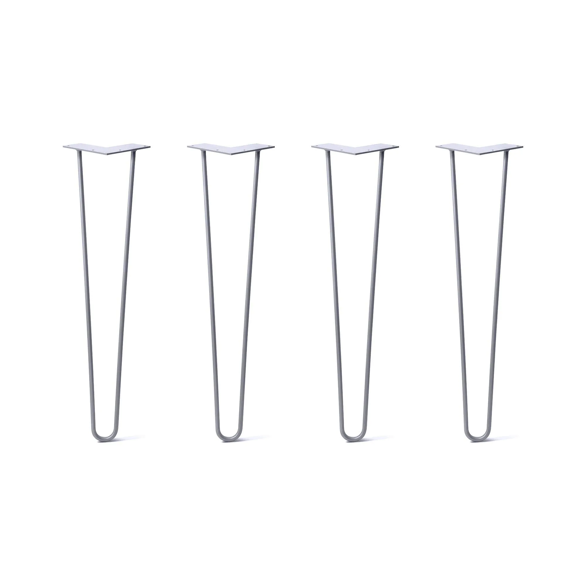 Hairpin Legs Set of 4, 2-Rod Design - Grey Powder Coated Finish