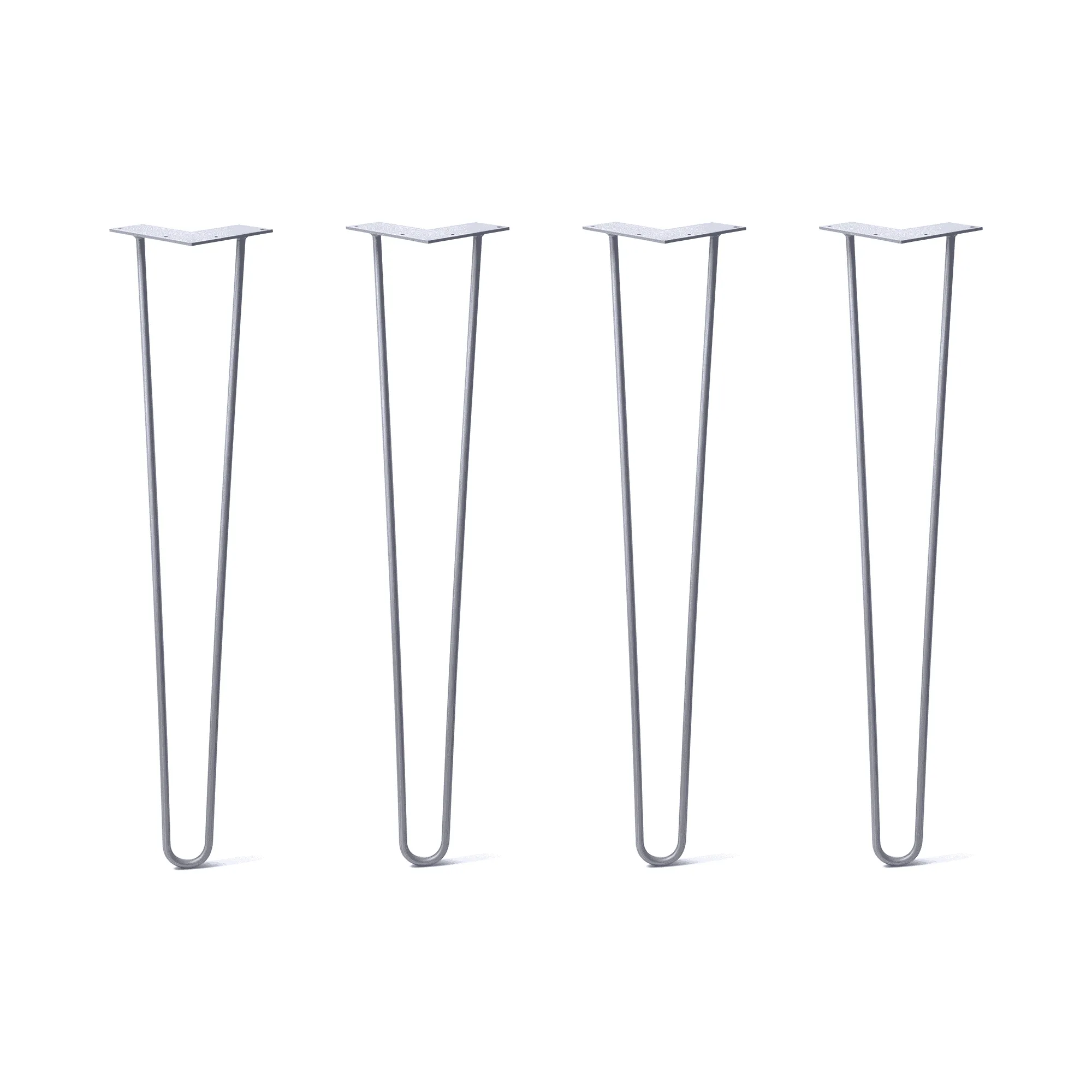 Hairpin Legs Set of 4, 2-Rod Design - Grey Powder Coated Finish