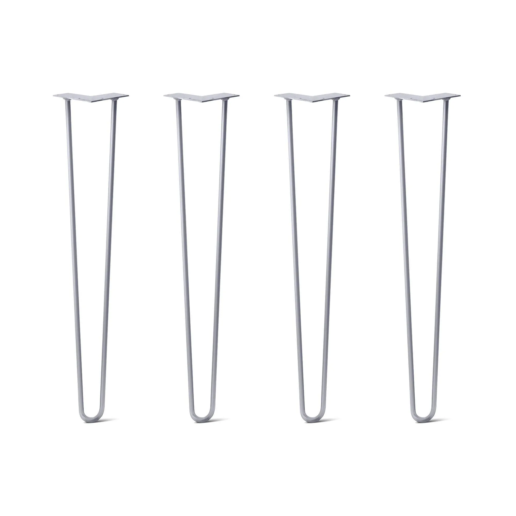 Hairpin Legs Set of 4, 2-Rod Design - Grey Powder Coated Finish