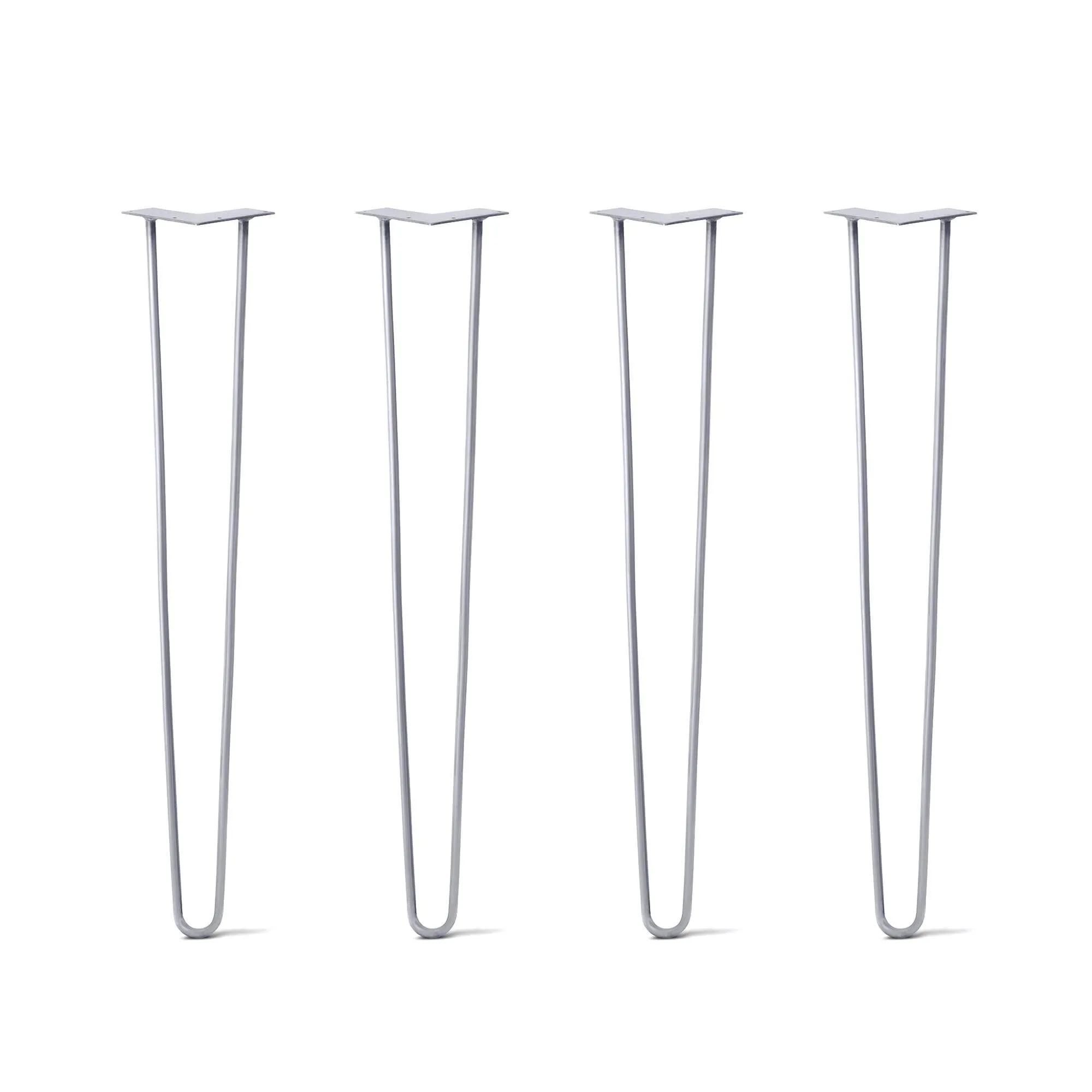 Hairpin Legs Set of 4, 2-Rod Design - Grey Powder Coated Finish