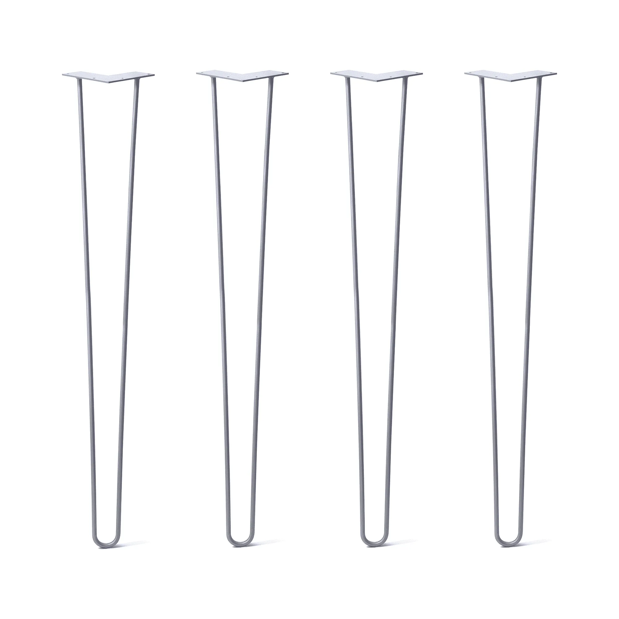 Hairpin Legs Set of 4, 2-Rod Design - Grey Powder Coated Finish