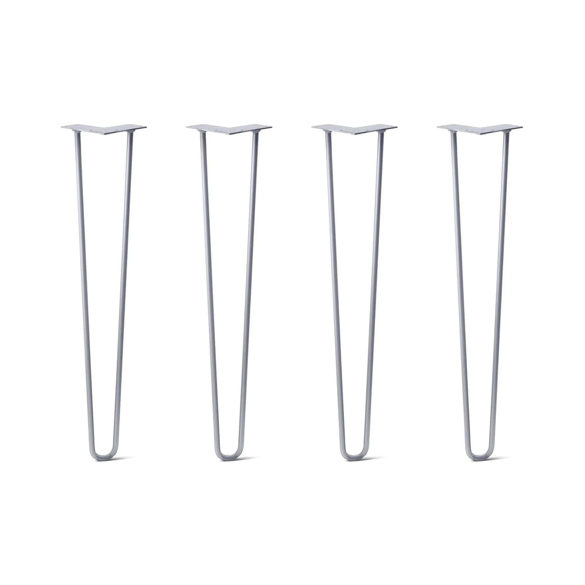 Hairpin Legs Set of 4, 2-Rod Design - Grey Powder Coated Finish