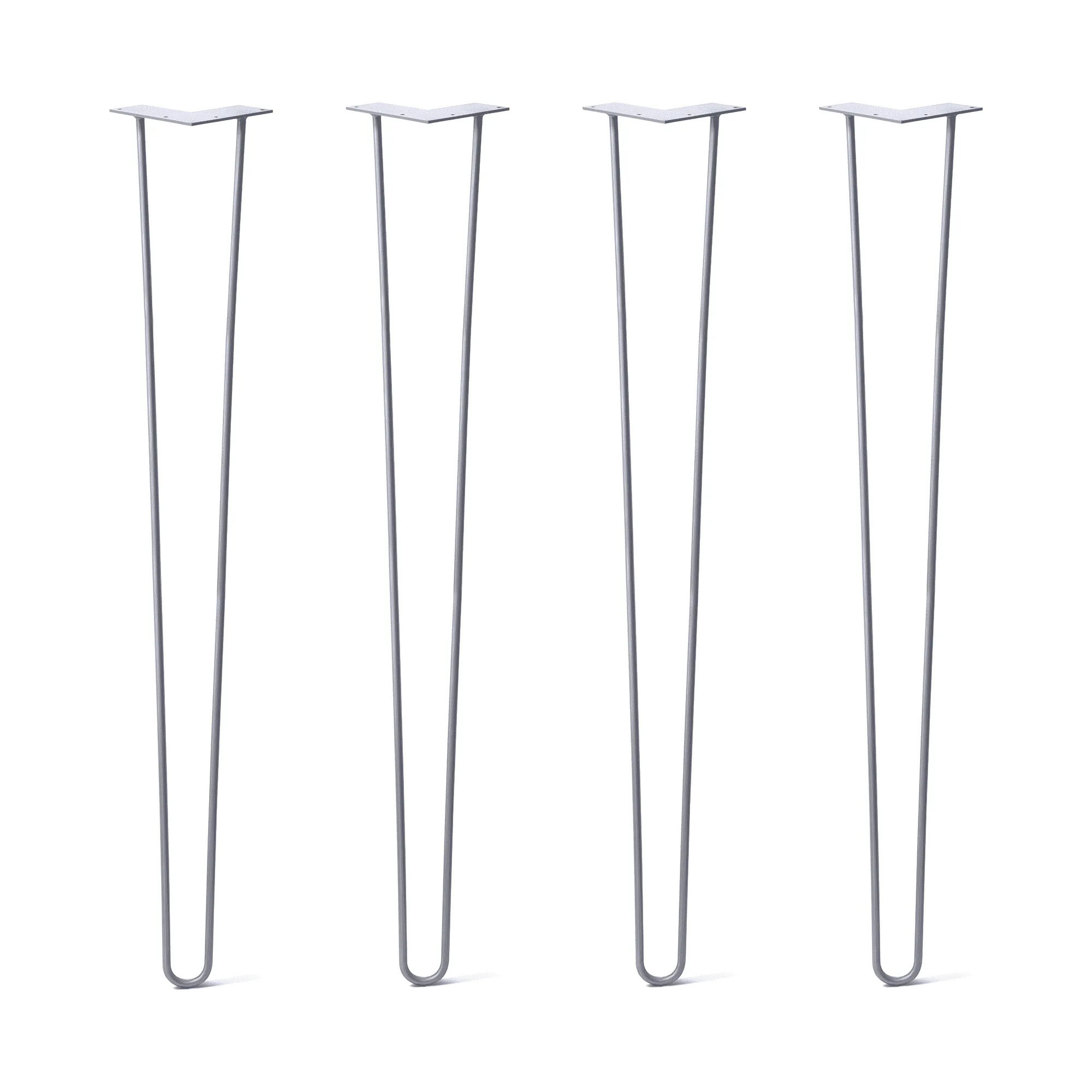 Hairpin Legs Set of 4, 2-Rod Design - Grey Powder Coated Finish