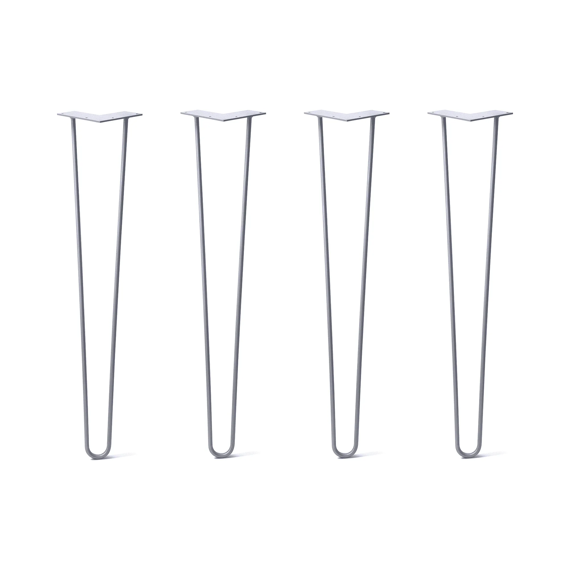 Hairpin Legs Set of 4, 2-Rod Design - Grey Powder Coated Finish