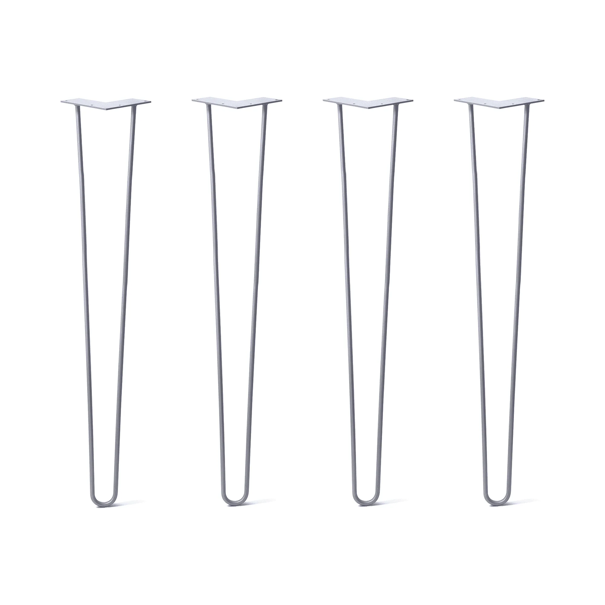 Hairpin Legs Set of 4, 2-Rod Design - Grey Powder Coated Finish