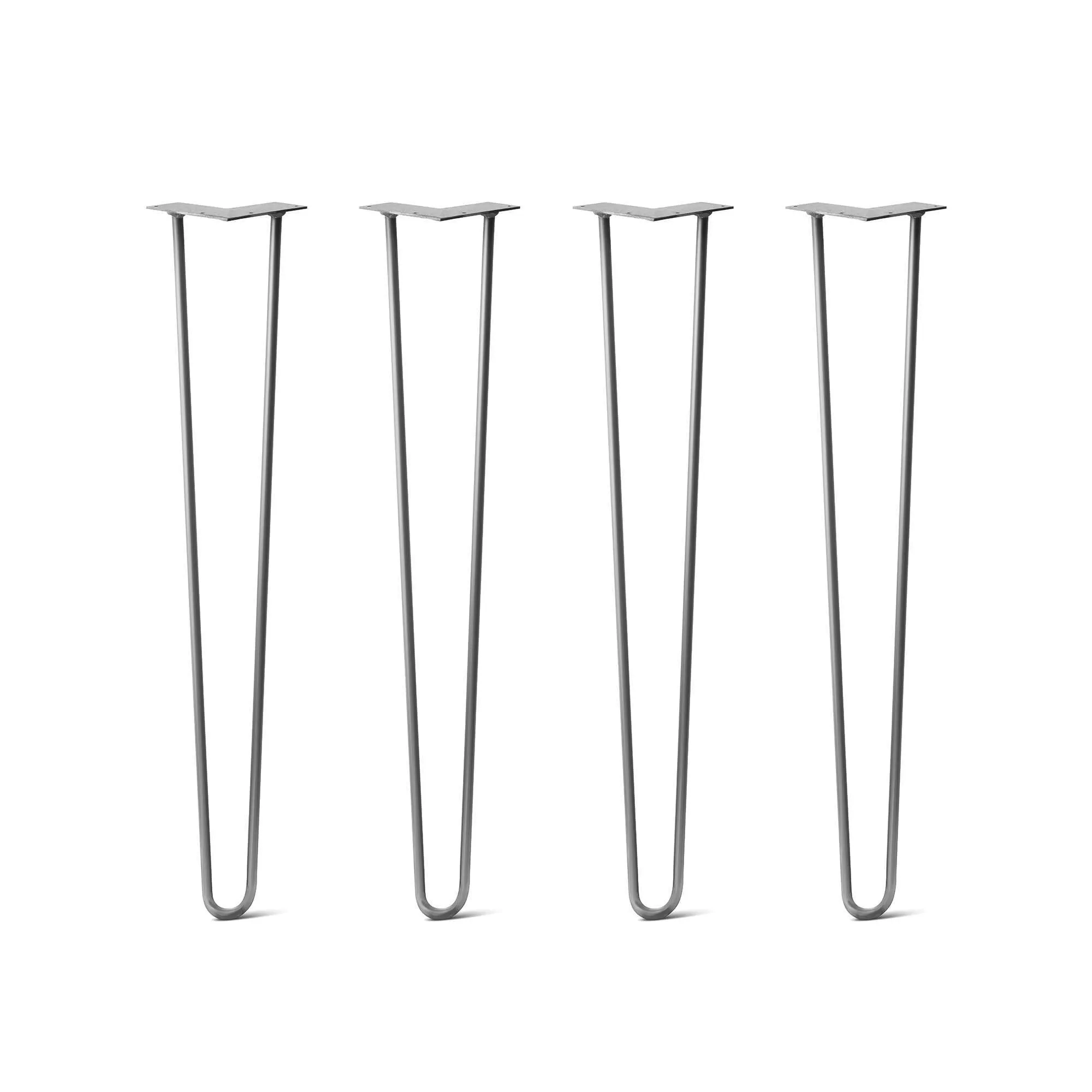 Hairpin Legs Set of 4, 2-Rod Design - Raw Steel