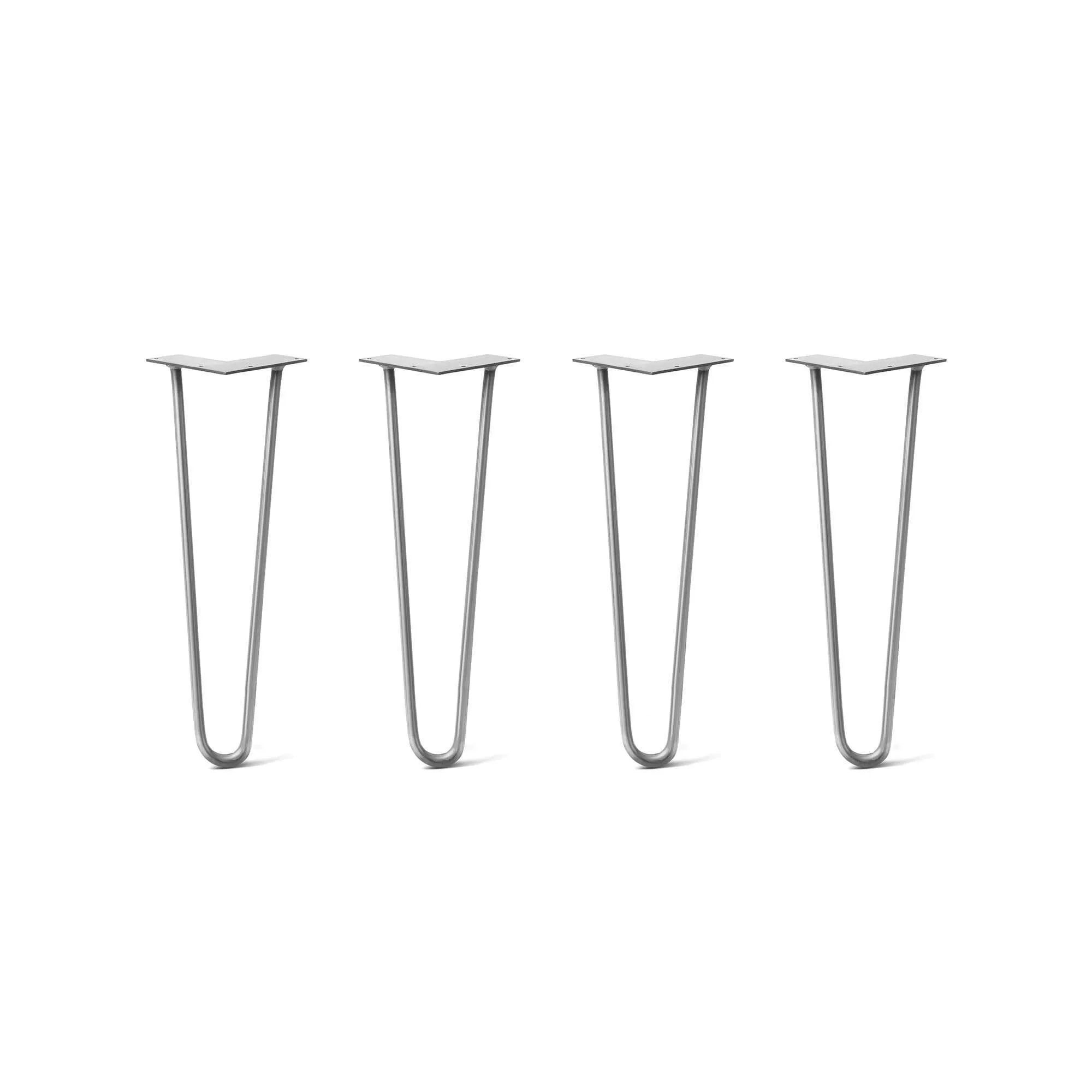 Hairpin Legs Set of 4, 2-Rod Design - Raw Steel