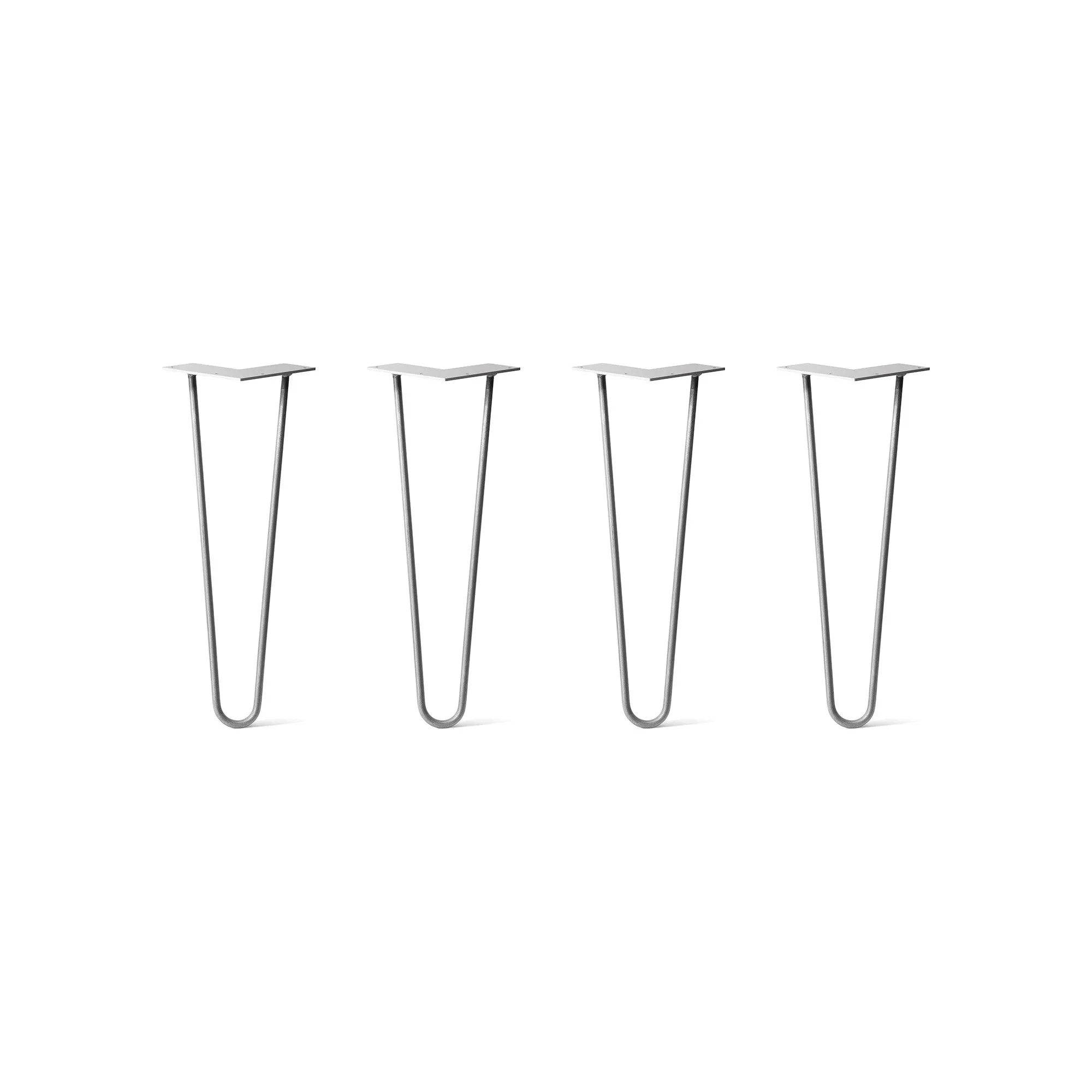 Hairpin Legs Set of 4, 2-Rod Design - Raw Steel