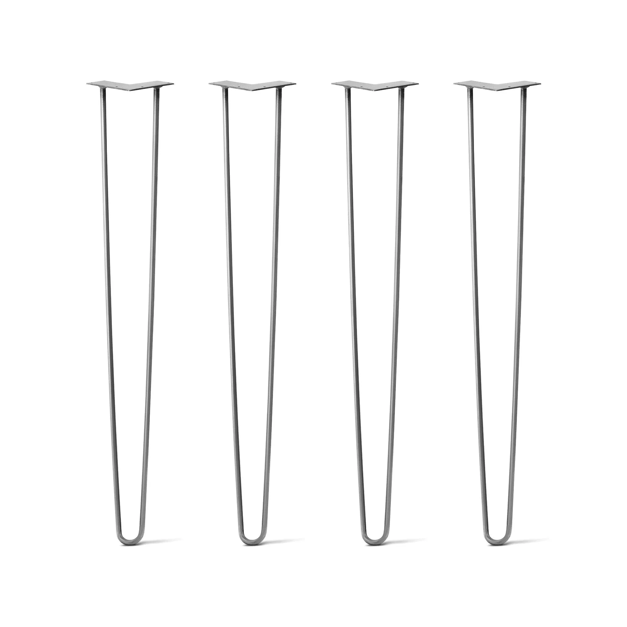 Hairpin Legs Set of 4, 2-Rod Design - Raw Steel