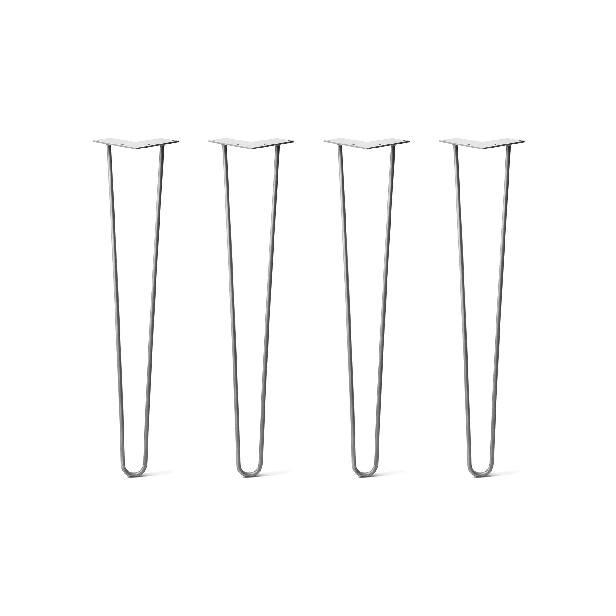 Hairpin Legs Set of 4, 2-Rod Design - Raw Steel