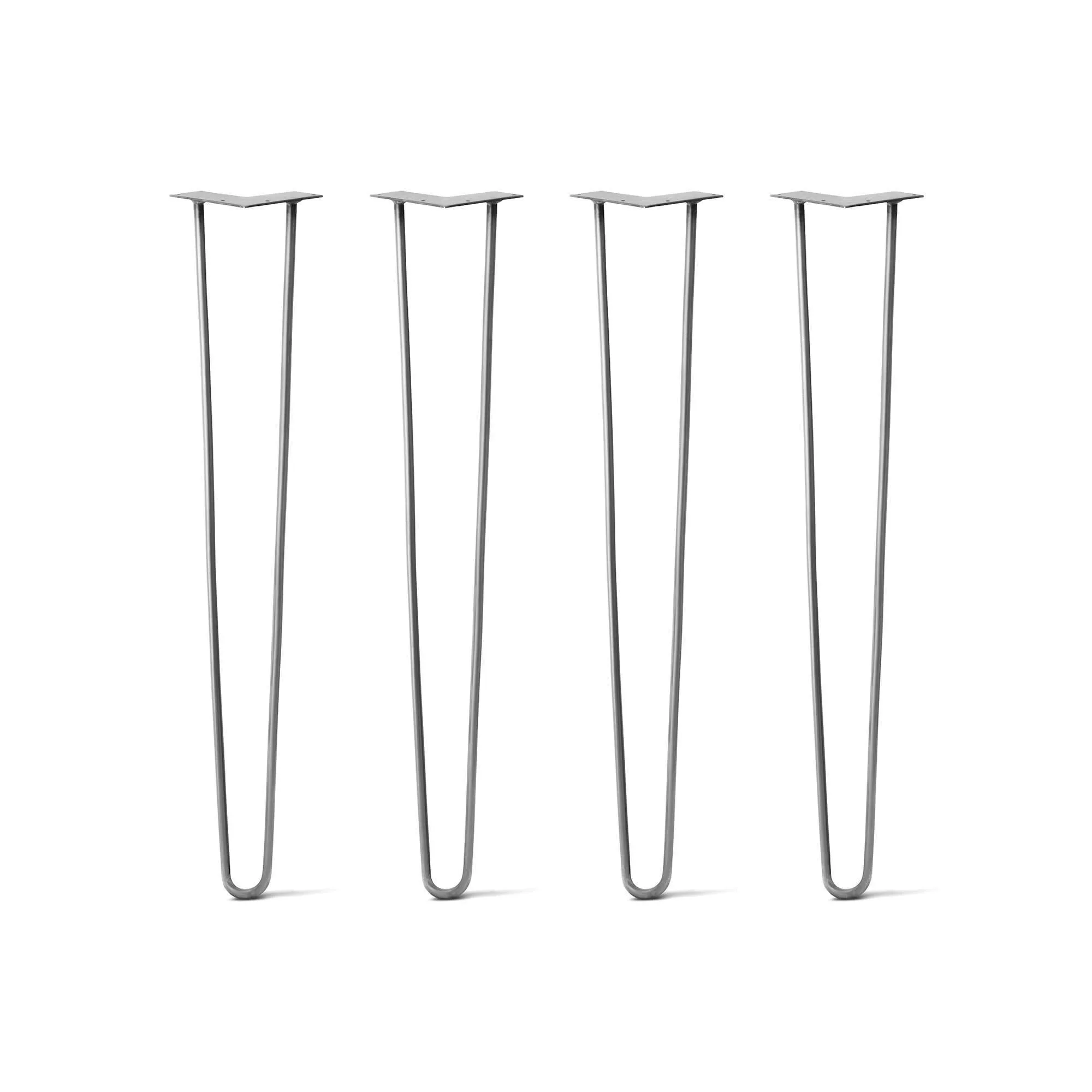 Hairpin Legs Set of 4, 2-Rod Design - Raw Steel