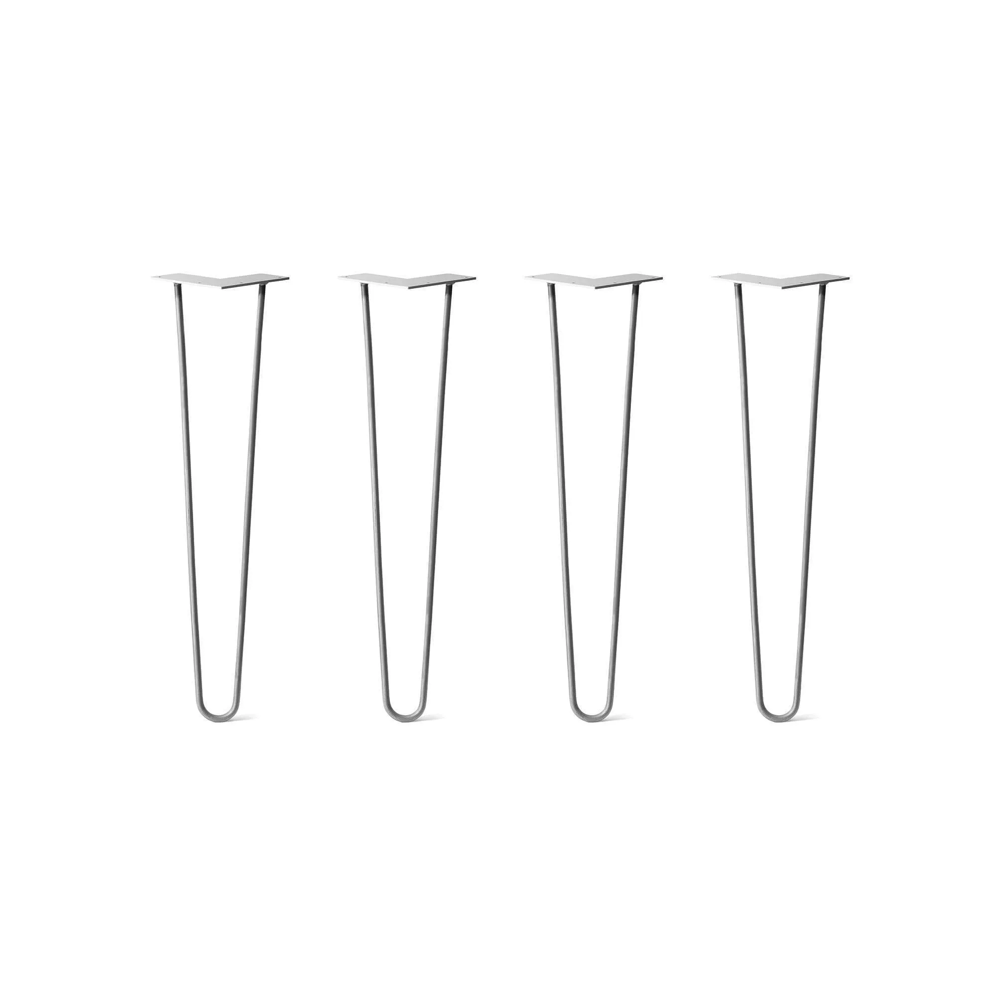 Hairpin Legs Set of 4, 2-Rod Design - Raw Steel