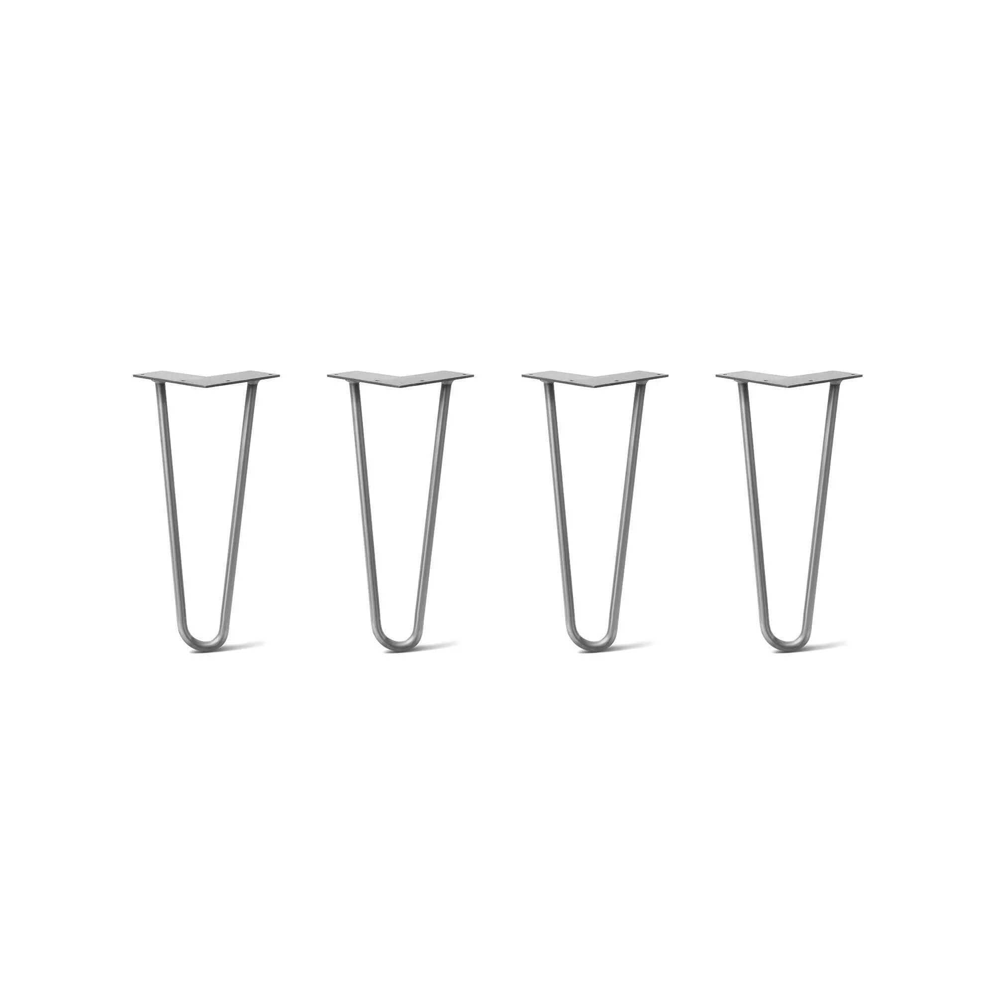 Hairpin Legs Set of 4, 2-Rod Design - Raw Steel