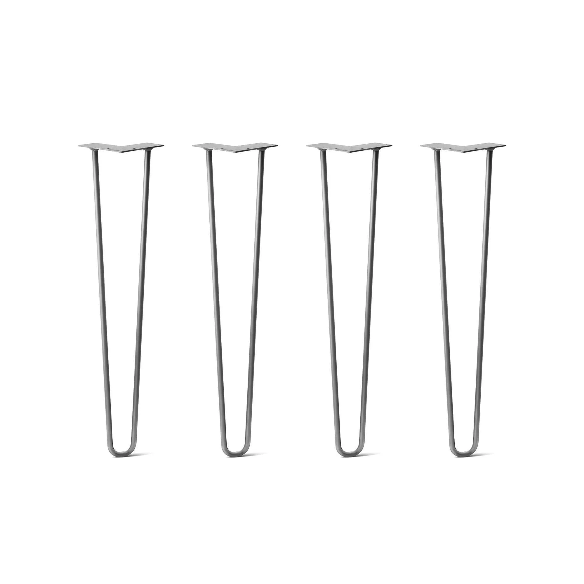 Hairpin Legs Set of 4, 2-Rod Design - Raw Steel